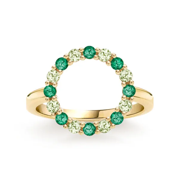 Personalized Rosecliff Circle Birthstone Ring in 14k Gold sold by Haverhill