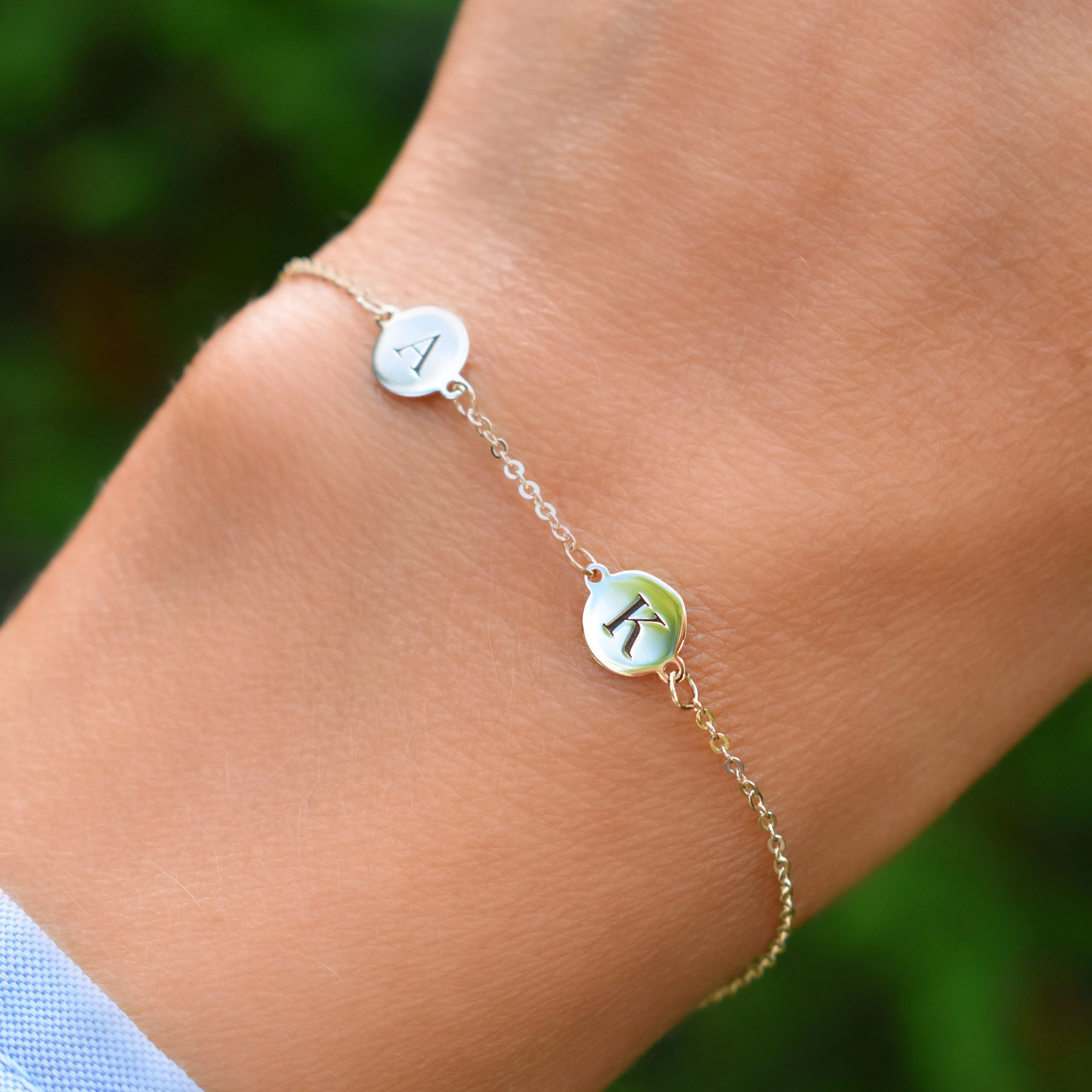 Personalized 2 Letter Bracelet in 14k Gold sold by Haverhill product image thumbnail 3