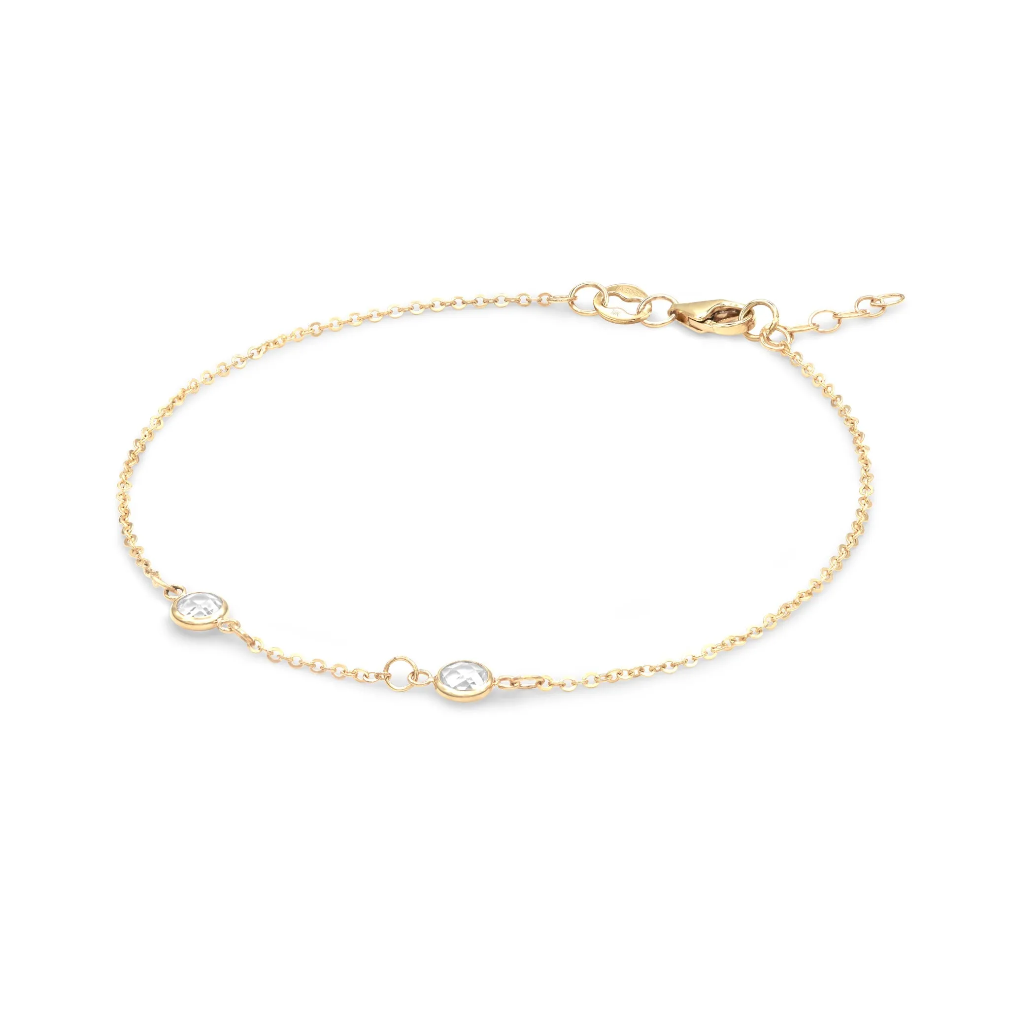 Personalized Classic 2 Birthstone Bracelet in 14k Gold sold by Haverhill product image thumbnail 4