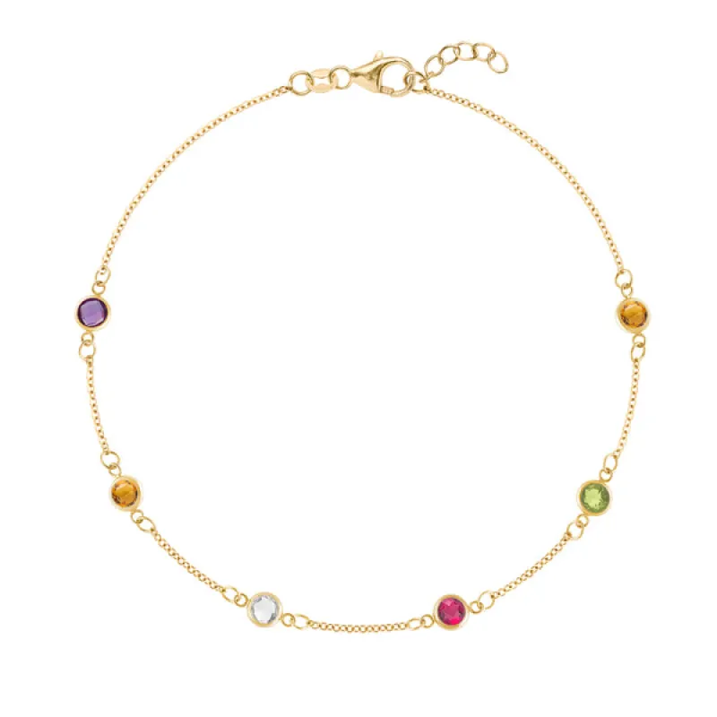 Personalized Classic 6 Birthstone Bracelet in 14k Gold sold by Haverhill
