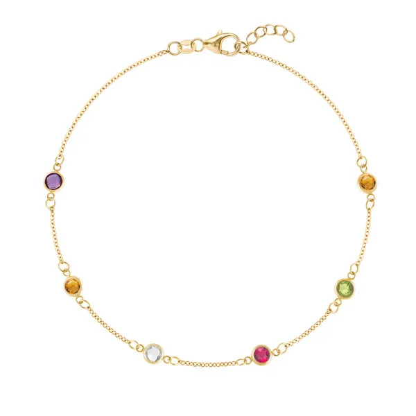 Personalized Classic 6 Birthstone Bracelet in 14k Gold sold by Haverhill