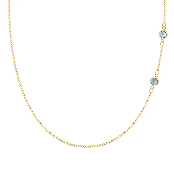 Personalized Classic 2 Birthstone Necklace in 14k Gold sold by Haverhill