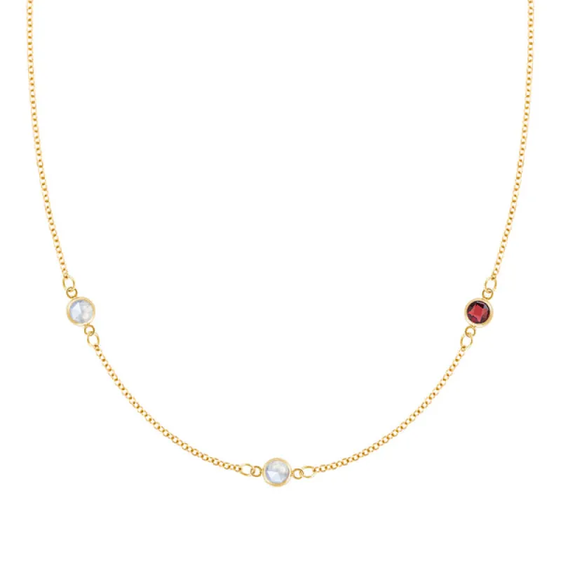 Personalized Classic 3 Birthstone Necklace in 14k Gold sold by Haverhill