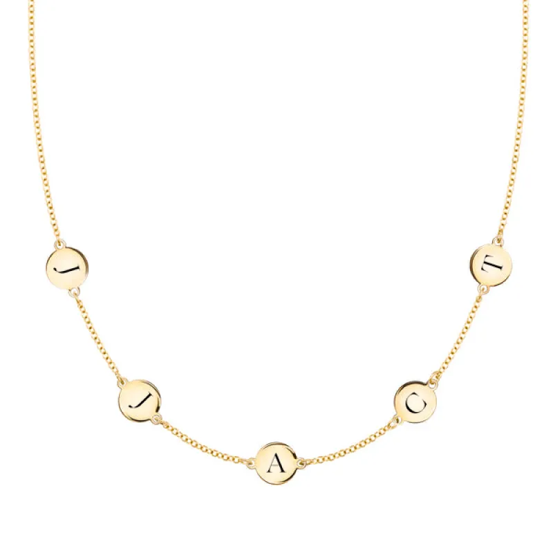 Personalized 5 Letter Necklace in 14k Gold (Double Spacing) sold by Haverhill