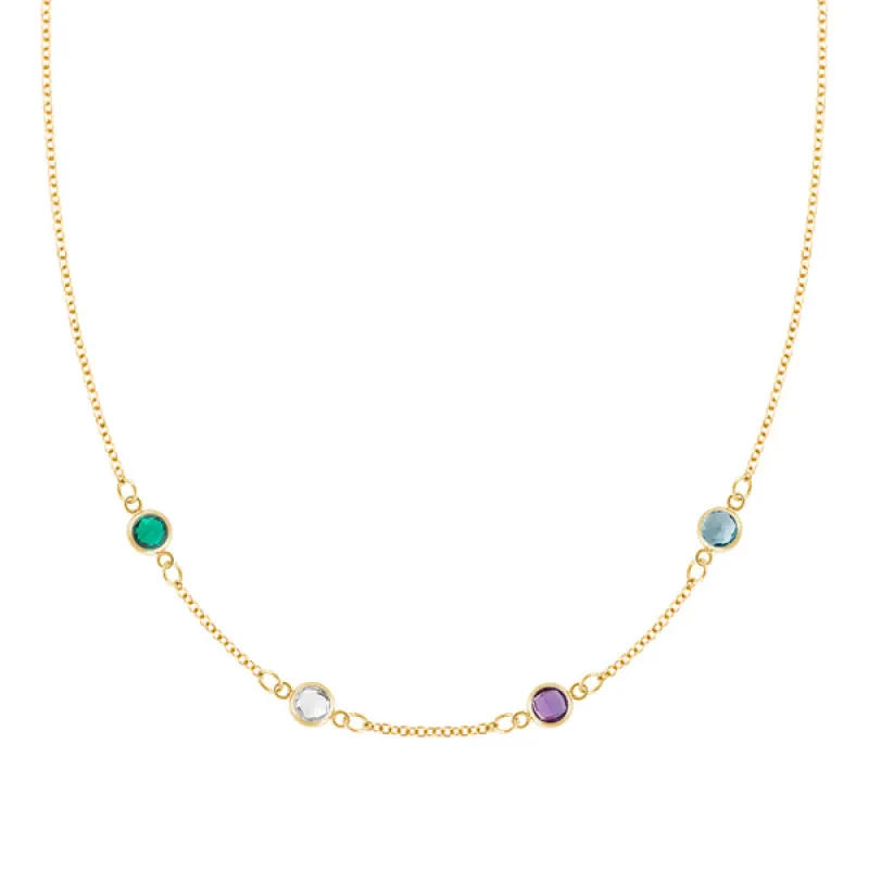 Personalized Classic 4 Birthstone Necklace in 14k Gold sold by Haverhill