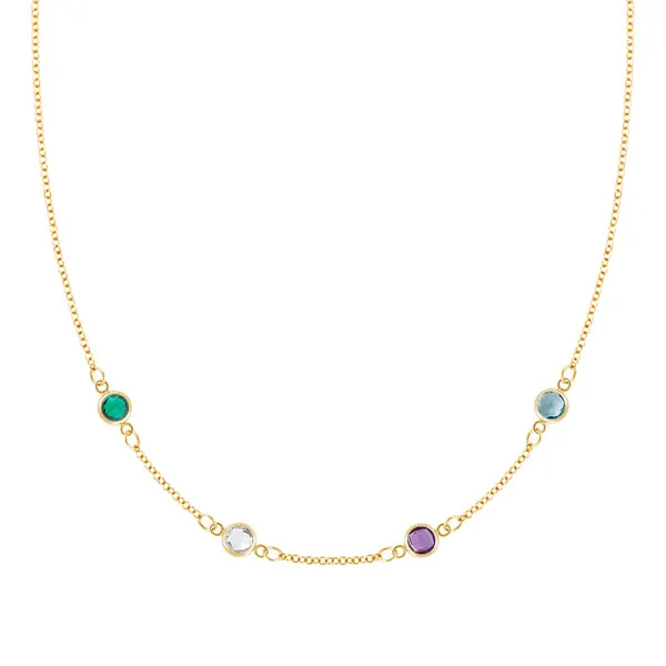 Personalized Classic 4 Birthstone Necklace in 14k Gold sold by Haverhill