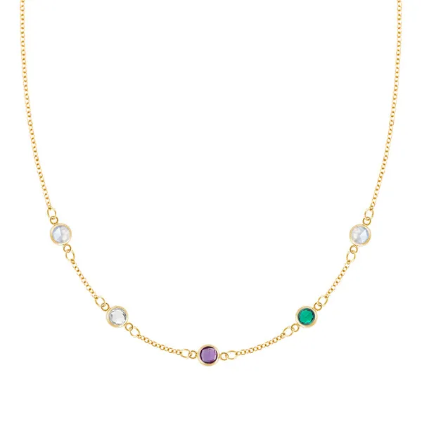 Personalized Classic 5 Birthstone Necklace in 14k Gold sold by Haverhill