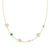Personalized Classic 3 Letter & 3 Birthstone Necklace in 14k Gold (Single Spacing) sold by Haverhill