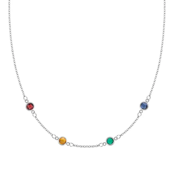 Personalized Classic 4 Birthstone Necklace in 14k Gold sold by Haverhill