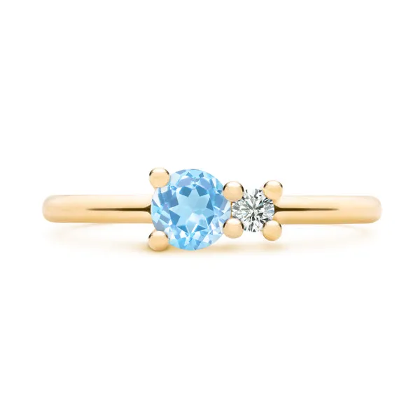 Personalized Greenwich Solitaire Birthstone & Diamond Ring in 14k Gold sold by Haverhill