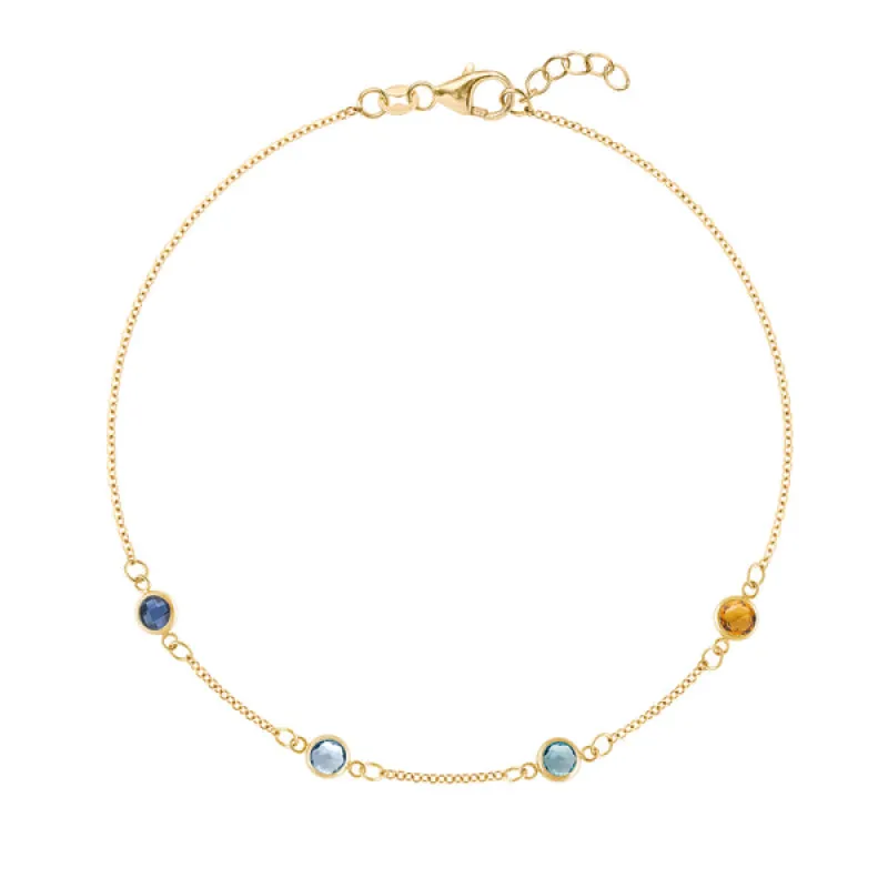 Personalized Classic 4 Birthstone Bracelet in 14k Gold sold by Haverhill