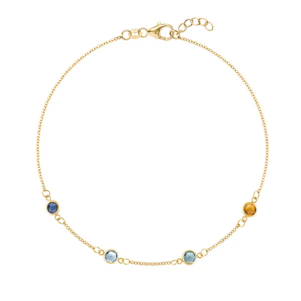 Personalized Classic 4 Birthstone Bracelet in 14k Gold sold by Haverhill
