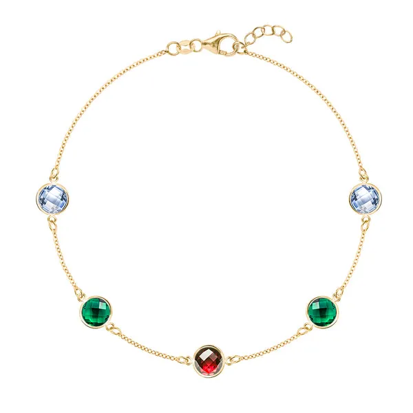 Personalized Grand 5 Birthstone Bracelet in 14k Gold sold by Haverhill