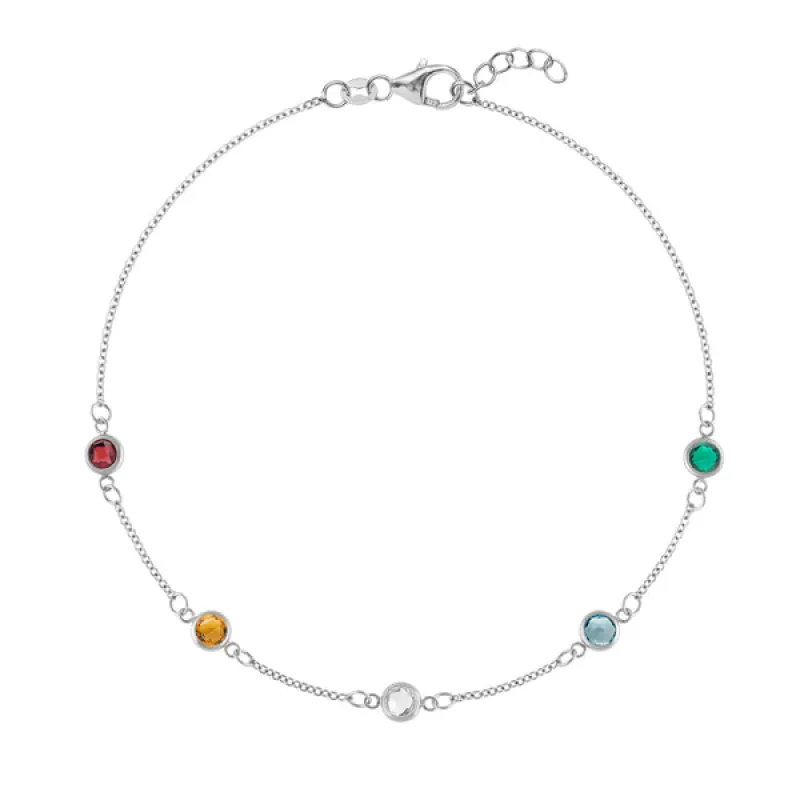 Personalized Classic 5 Birthstone Bracelet in 14k Gold sold by Haverhill
