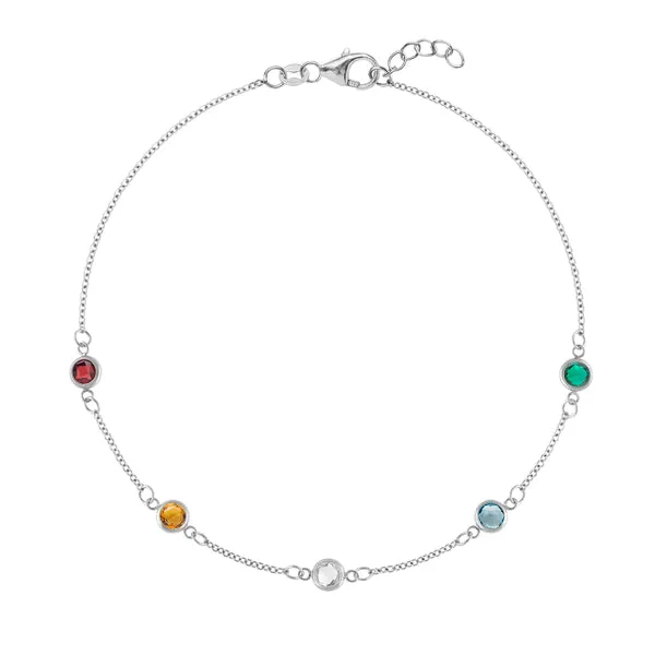 Personalized Classic 5 Birthstone Bracelet in 14k Gold sold by Haverhill