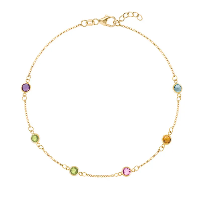 Personalized Classic 6 Birthstone Bracelet in 14k Gold sold by Haverhill