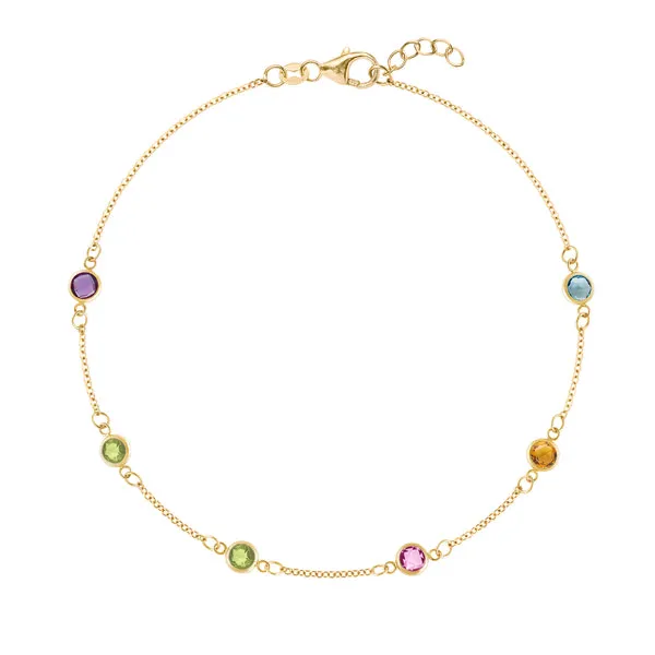 Personalized Classic 6 Birthstone Bracelet in 14k Gold sold by Haverhill