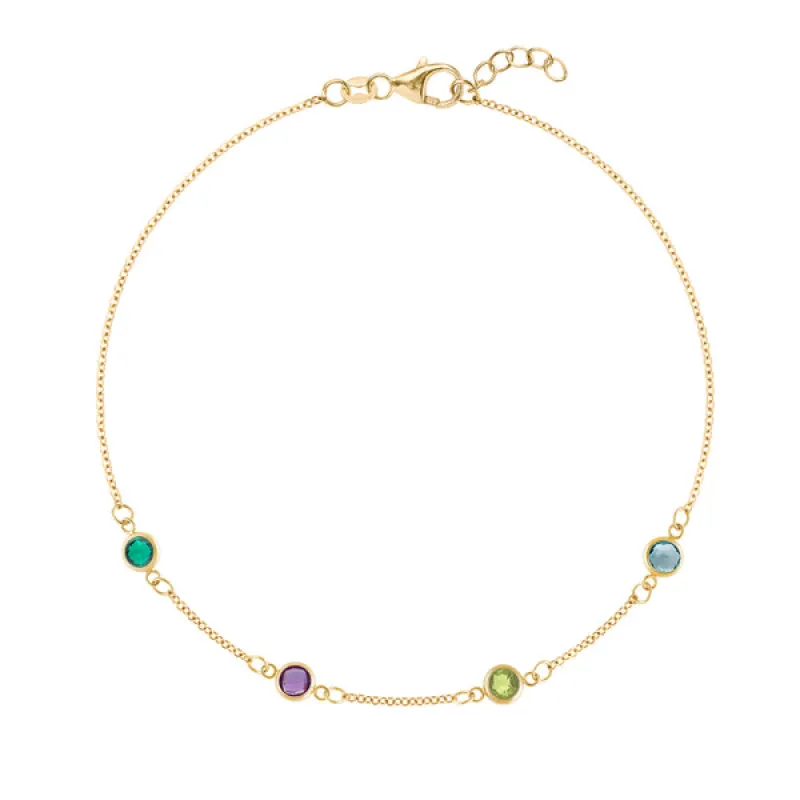 Personalized Classic 4 Birthstone Bracelet in 14k Gold sold by Haverhill