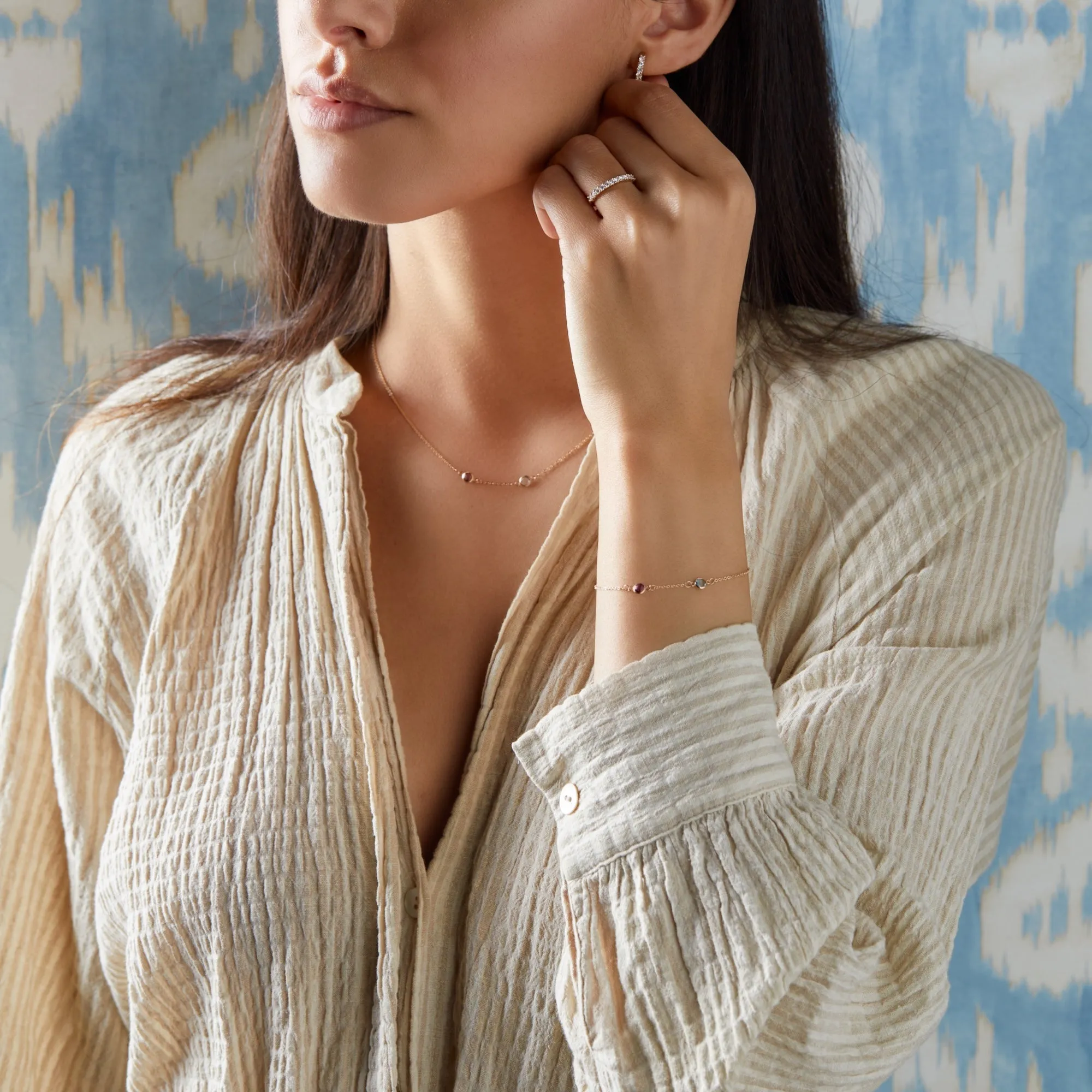 Personalized Classic 2 Birthstone Bracelet in 14k Gold sold by Haverhill product image thumbnail 2