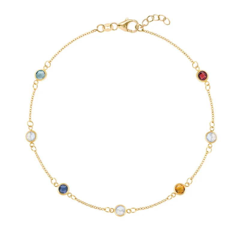Personalized Classic 7 Birthstone Bracelet in 14k Gold sold by Haverhill