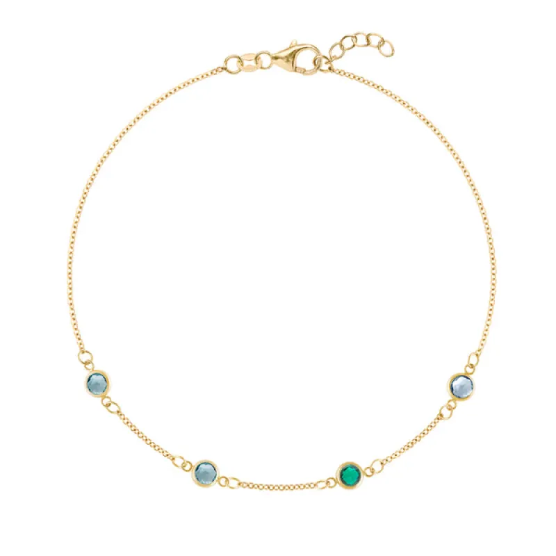 Personalized Classic 4 Birthstone Bracelet in 14k Gold sold by Haverhill