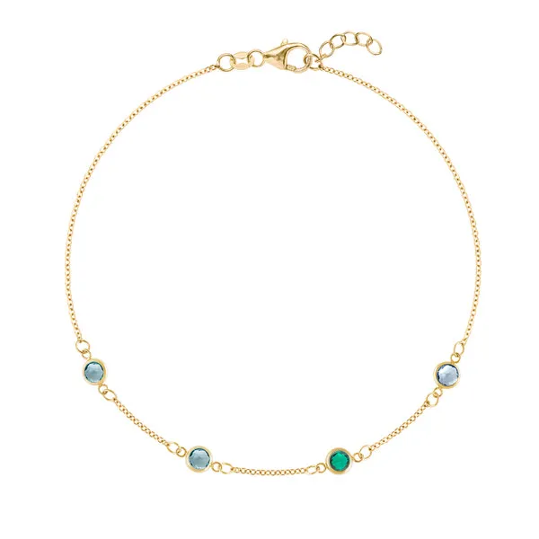 Personalized Classic 4 Birthstone Bracelet in 14k Gold sold by Haverhill