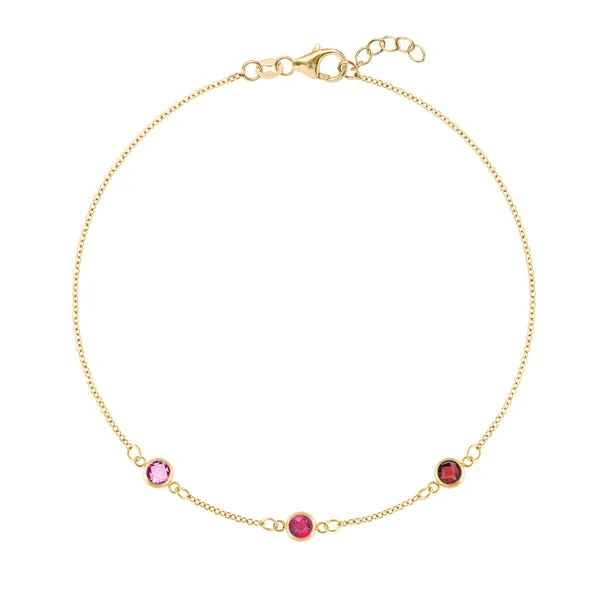 Personalized Classic 3 Birthstone Bracelet in 14k Gold sold by Haverhill