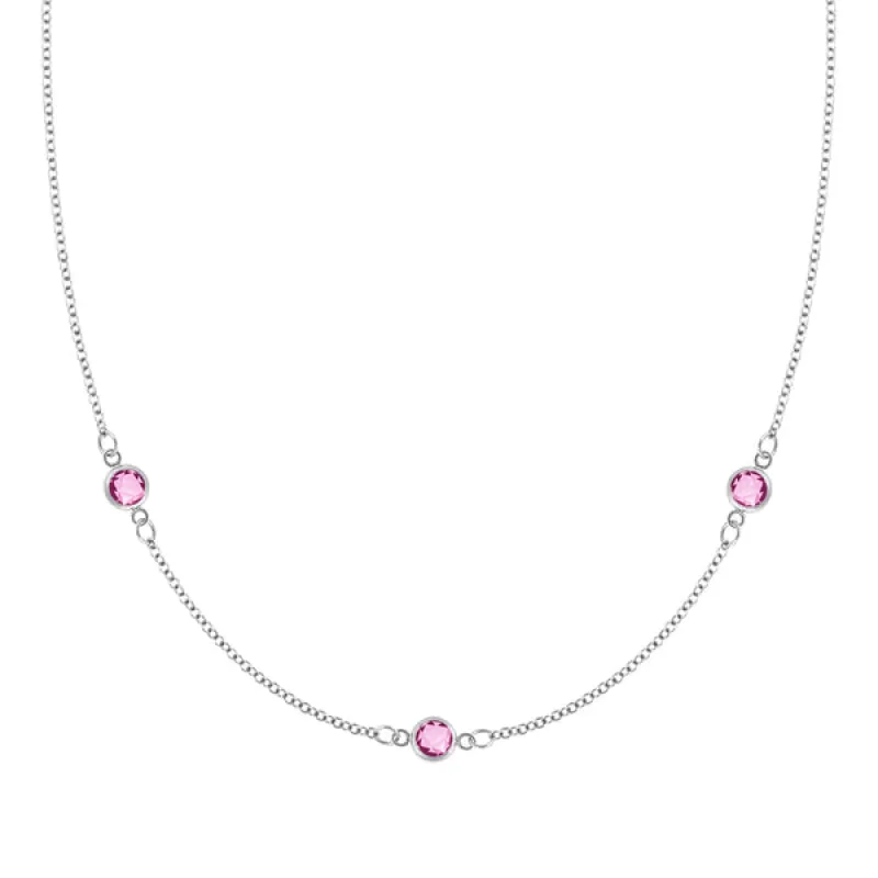 Personalized Classic 3 Birthstone Necklace in 14k Gold sold by Haverhill