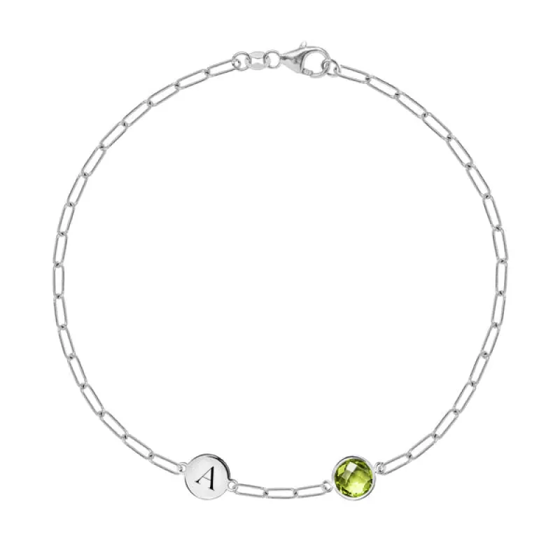 Personalized 1 Letter & 1 Grand Birthstone Adelaide Mini Bracelet in 14k Gold sold by Haverhill