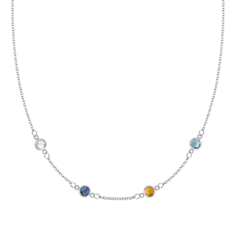 Personalized Classic 4 Birthstone Necklace in 14k Gold sold by Haverhill