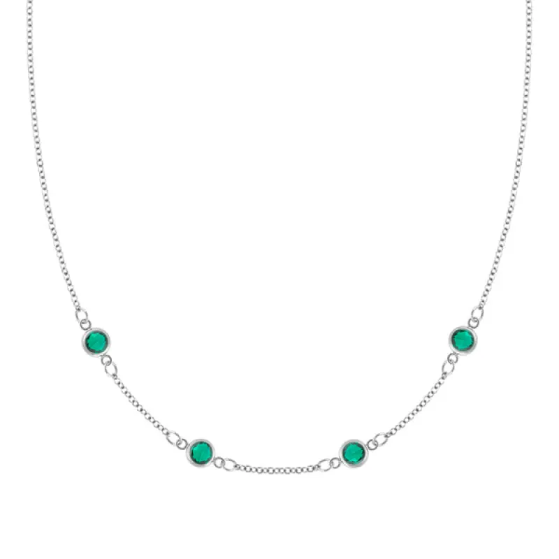 Personalized Classic 4 Birthstone Necklace in 14k Gold sold by Haverhill