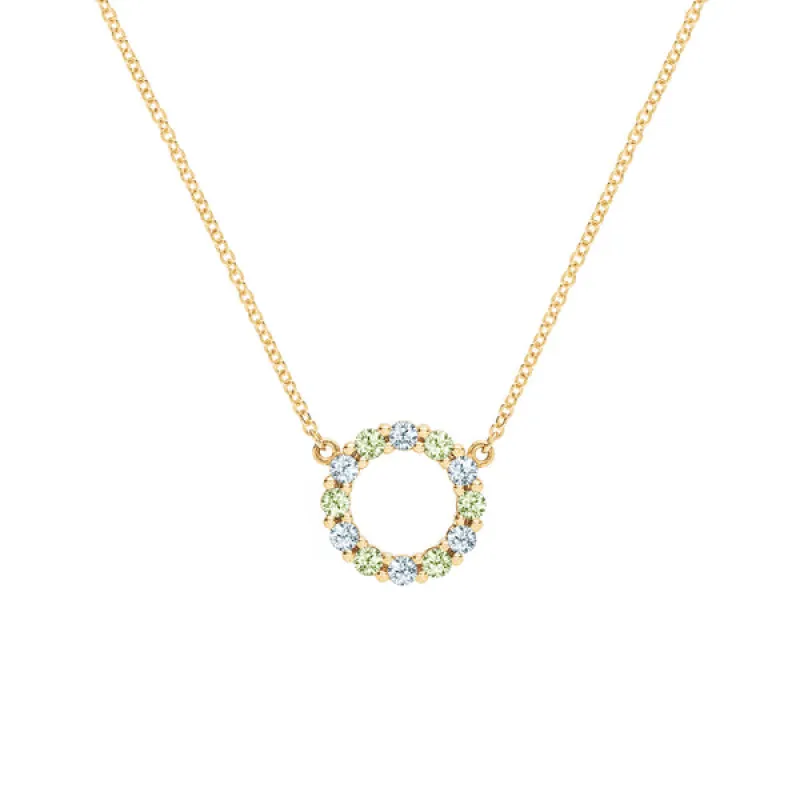 Personalized Rosecliff Small Circle Birthstone Necklace in 14k Gold sold by Haverhill