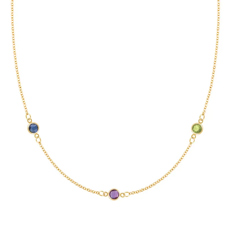 Personalized Classic 3 Birthstone Necklace in 14k Gold sold by Haverhill