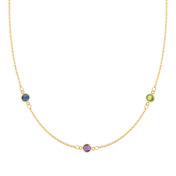 Personalized Classic 3 Birthstone Necklace in 14k Gold sold by Haverhill