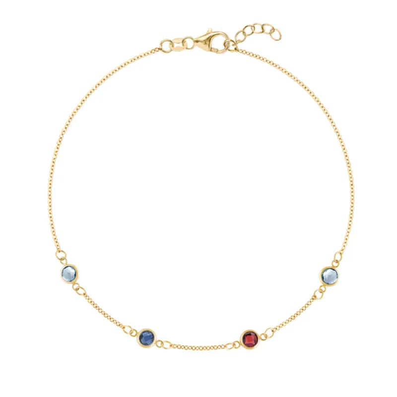 Personalized Classic 4 Birthstone Bracelet in 14k Gold sold by Haverhill