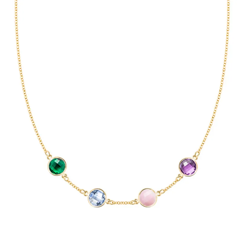 Personalized Grand 4 Birthstone Necklace in 14k Gold sold by Haverhill