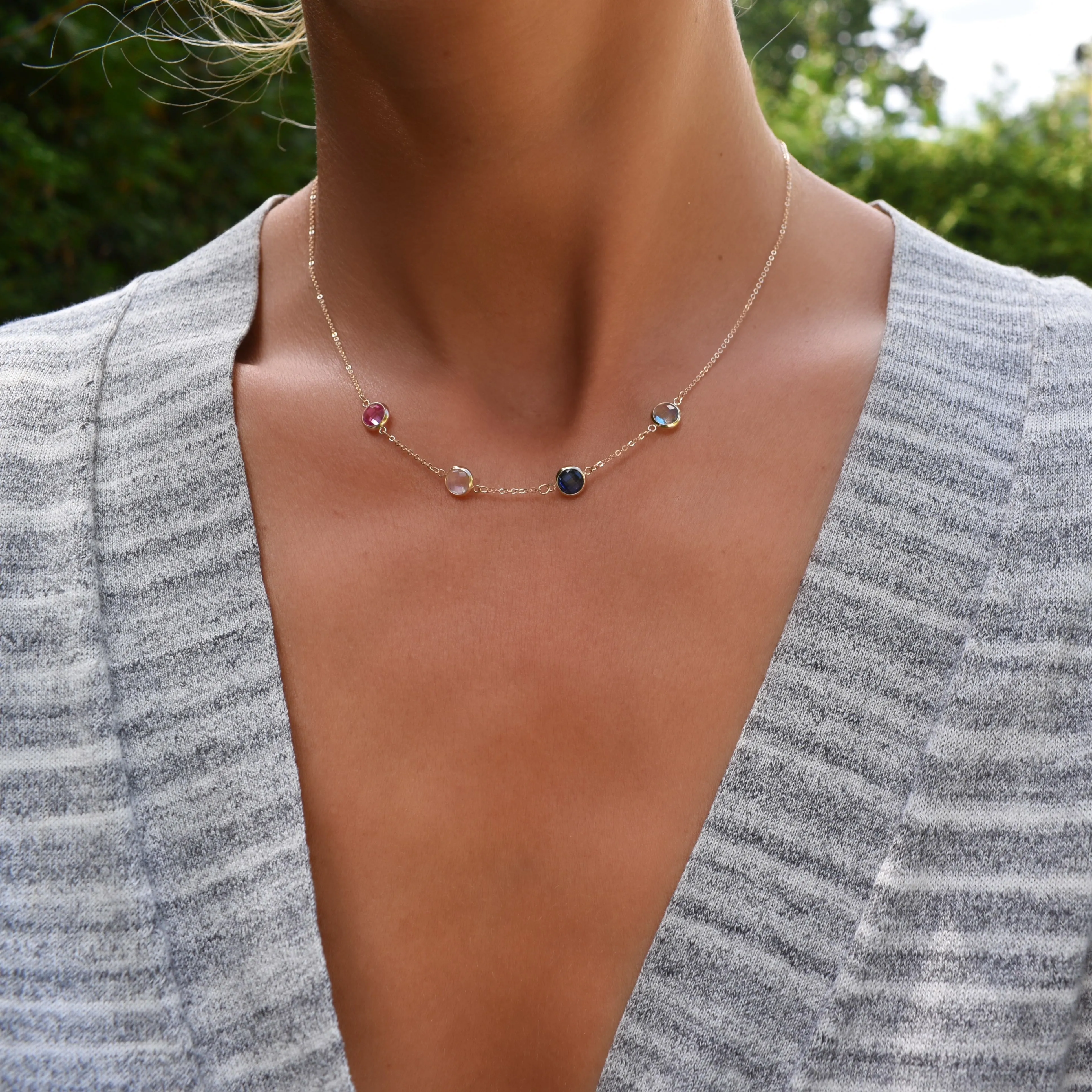 Personalized Grand 4 Birthstone Necklace in 14k Gold sold by Haverhill product image thumbnail 2