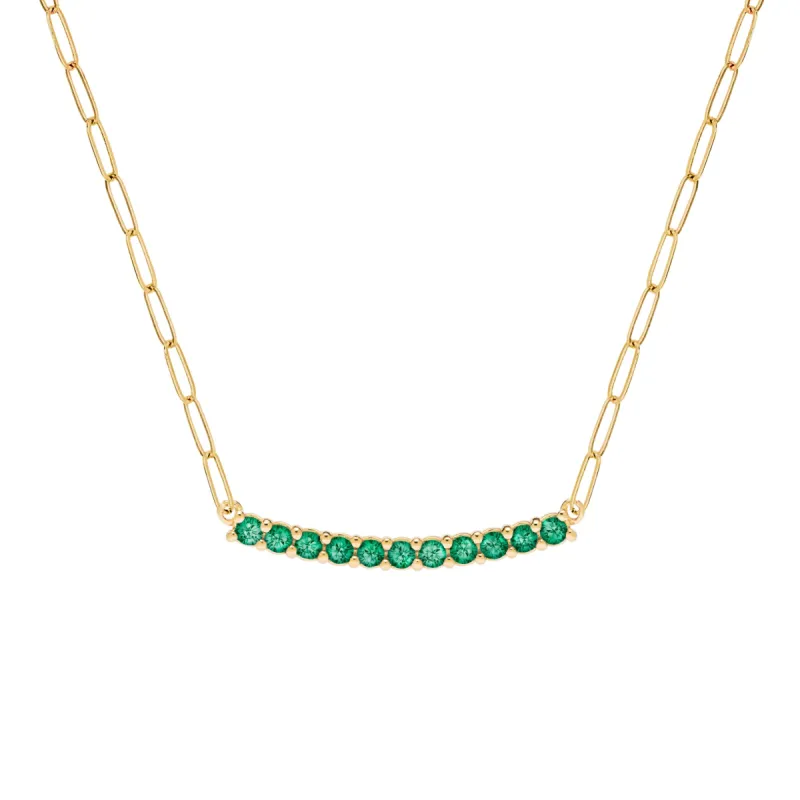 Rosecliff Emerald Bar Adelaide Mini Necklace in 14k Gold (May) sold by Haverhill