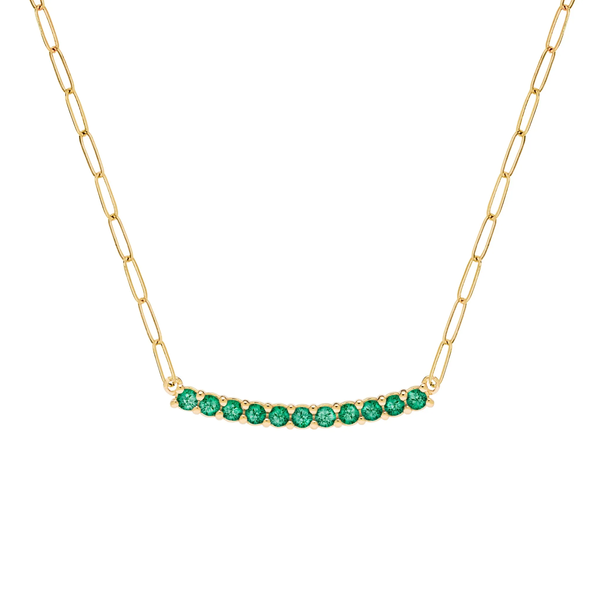 Rosecliff Emerald Bar Adelaide Mini Necklace in 14k Gold (May) sold by Haverhill