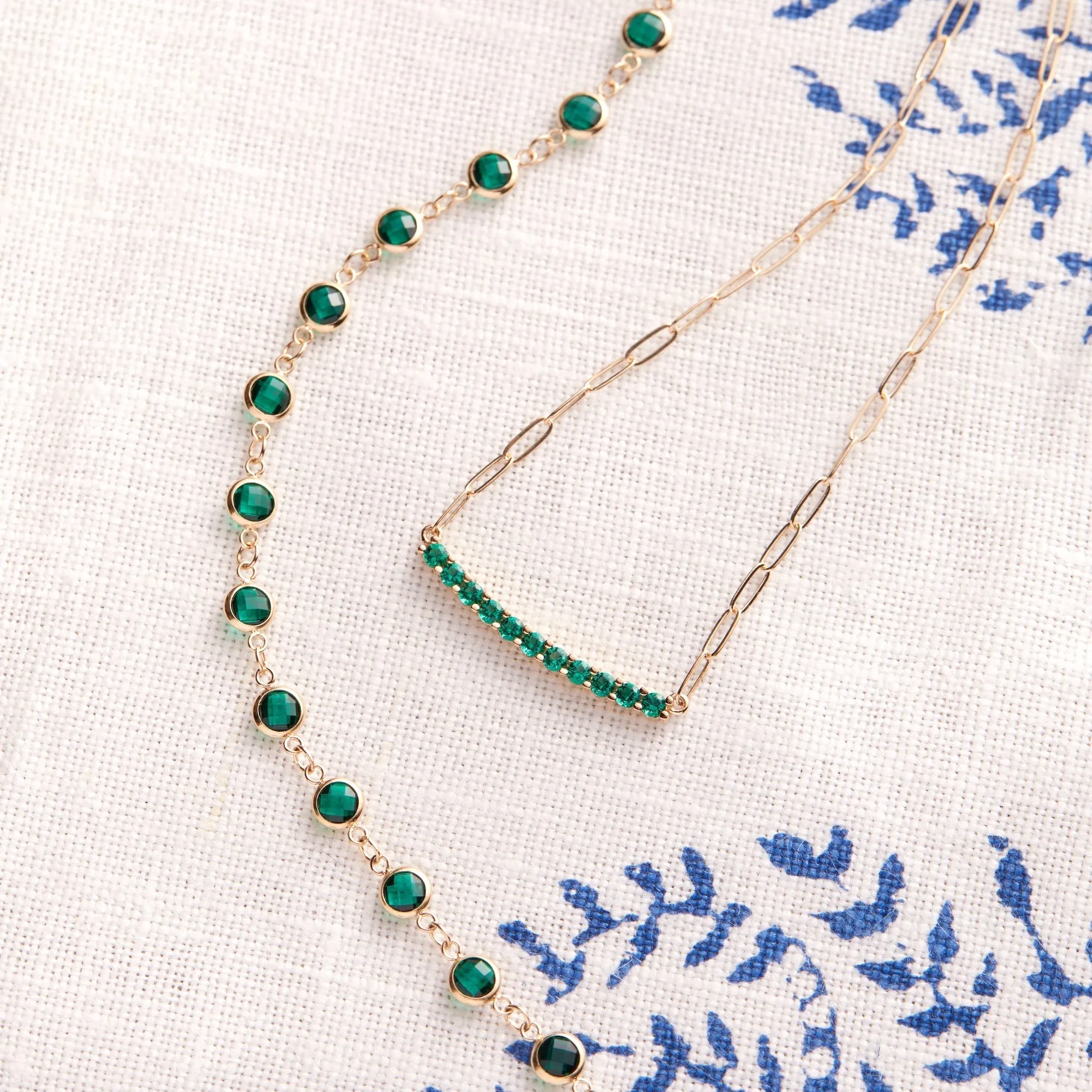 Rosecliff Emerald Bar Adelaide Mini Necklace in 14k Gold (May) sold by Haverhill product image thumbnail 3