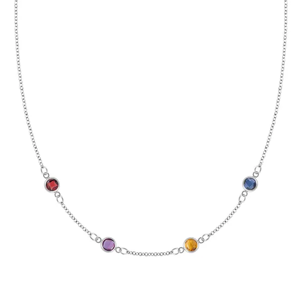 Personalized Classic 4 Birthstone Necklace in 14k Gold sold by Haverhill