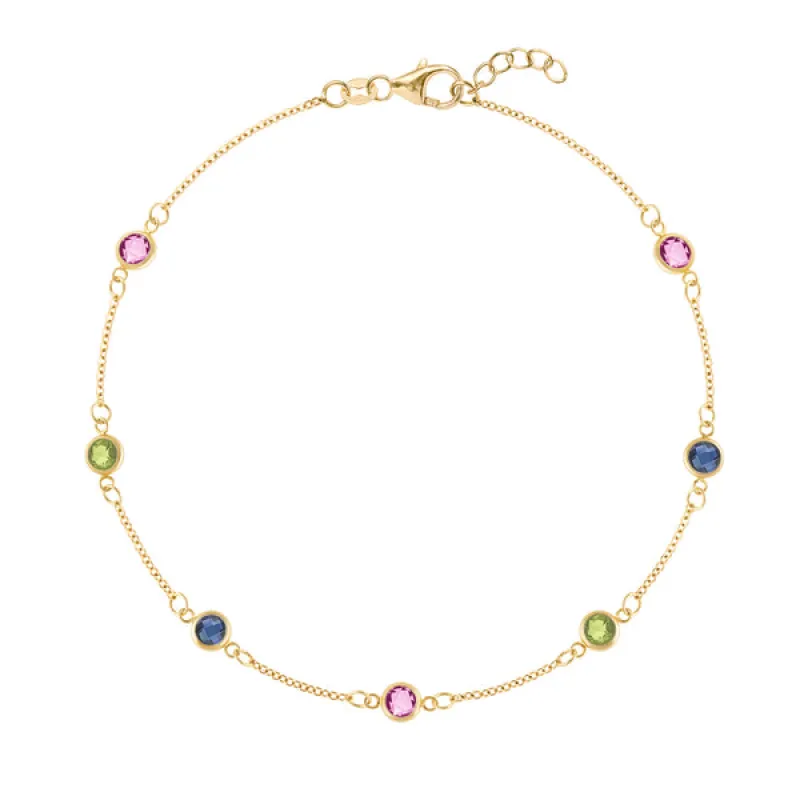 Personalized Classic 7 Birthstone Bracelet in 14k Gold sold by Haverhill