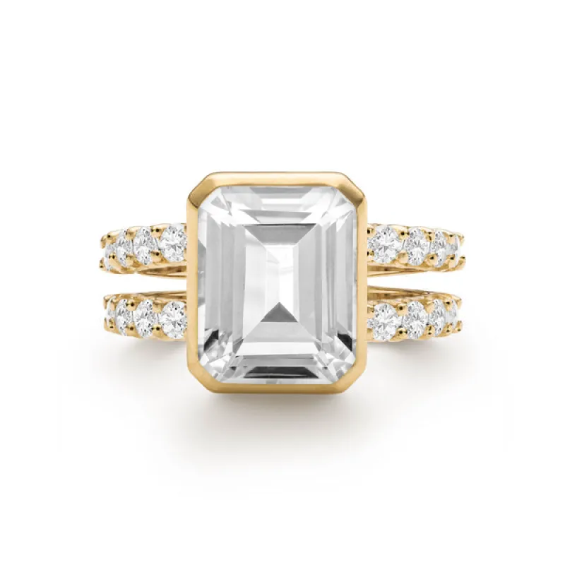 Personalized Warren Vertical Birthstone Ring with Accent Stones in 14k Gold sold by Haverhill