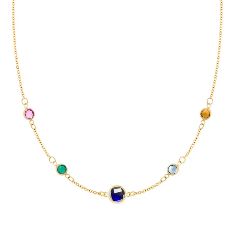 Personalized 1 Grand & 4 Classic Birthstone Necklace in 14k Gold sold by Haverhill
