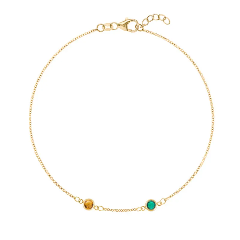 Personalized Classic 2 Birthstone Bracelet in 14k Gold sold by Haverhill