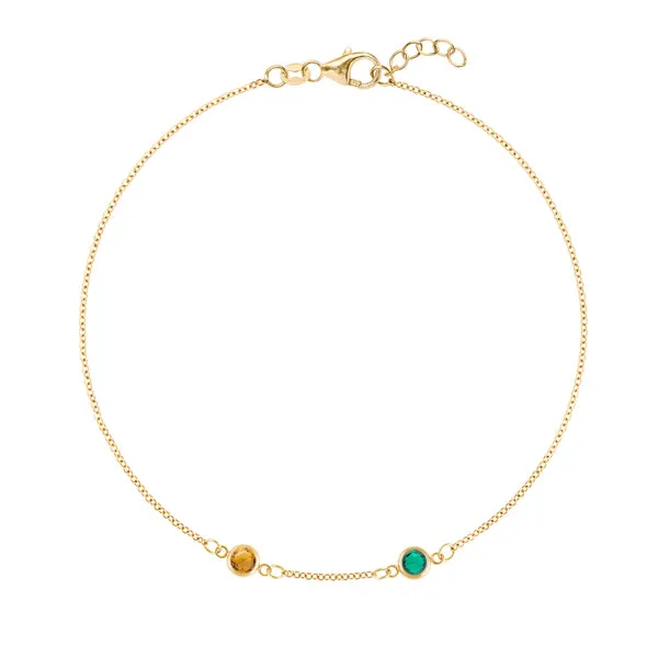 Personalized Classic 2 Birthstone Bracelet in 14k Gold sold by Haverhill