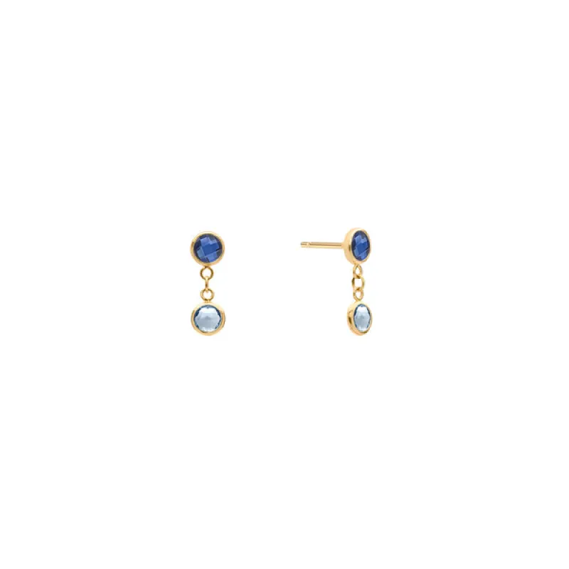 Personalized Classic 2 Birthstone Earrings in 14k Gold sold by Haverhill