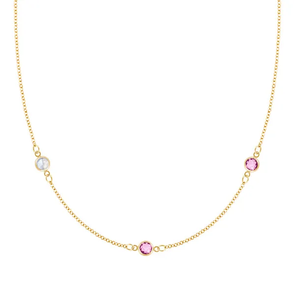 Personalized Classic 3 Birthstone Necklace in 14k Gold sold by Haverhill