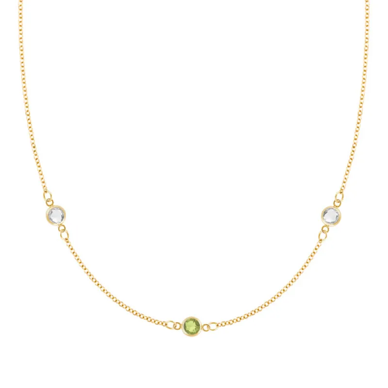 Personalized Classic 3 Birthstone Necklace in 14k Gold sold by Haverhill