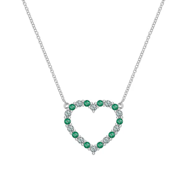 Personalized Rosecliff Heart Birthstone Necklace in 14k Gold sold by Haverhill